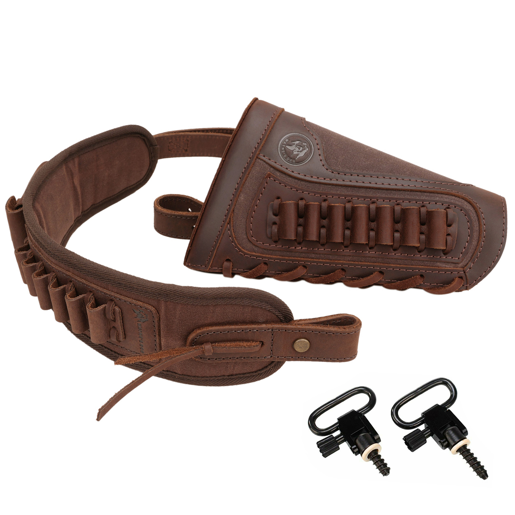 Rifle Sling Swivel - Tactical Leather Buttstock Ammo Holder with