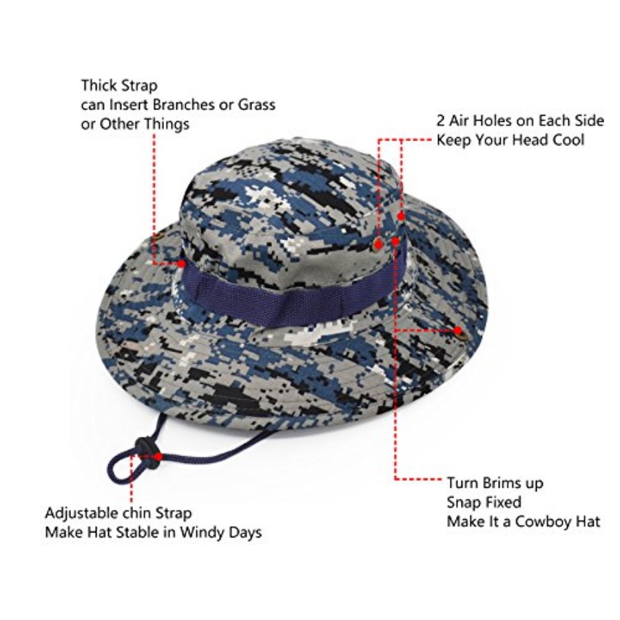 Outdoor Wide Brim Sun Protect  - Hunting And Camping In Jungle ulasan dan harga