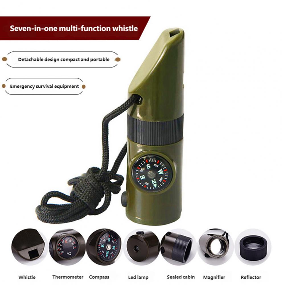 7-In-1 Multifunctional Whistle - Hunting Outdoor Thermometer ulasan dan harga