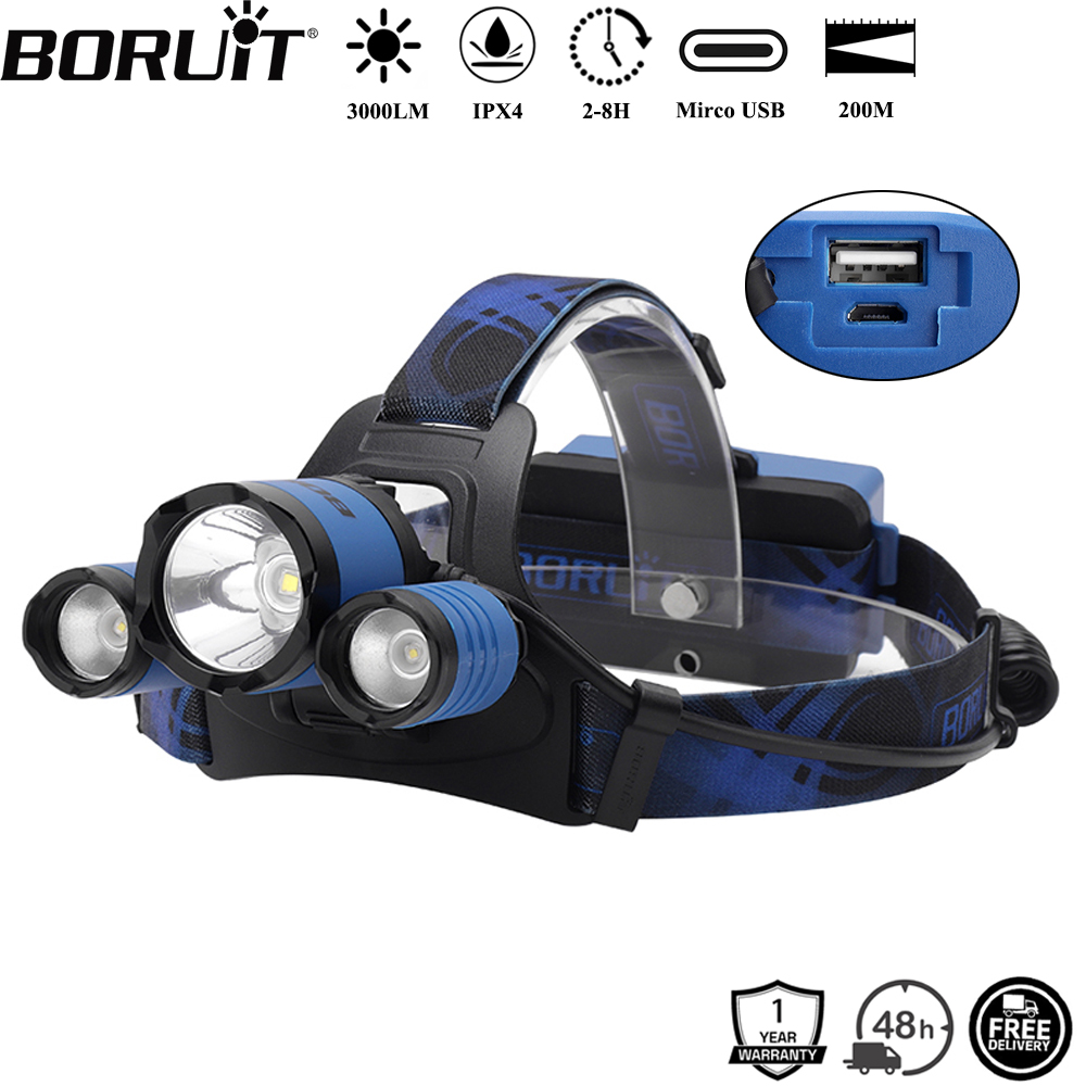 BORUiT B21 3000LM LED Headlamp - Outdoor Hunting Bike ulasan dan harga