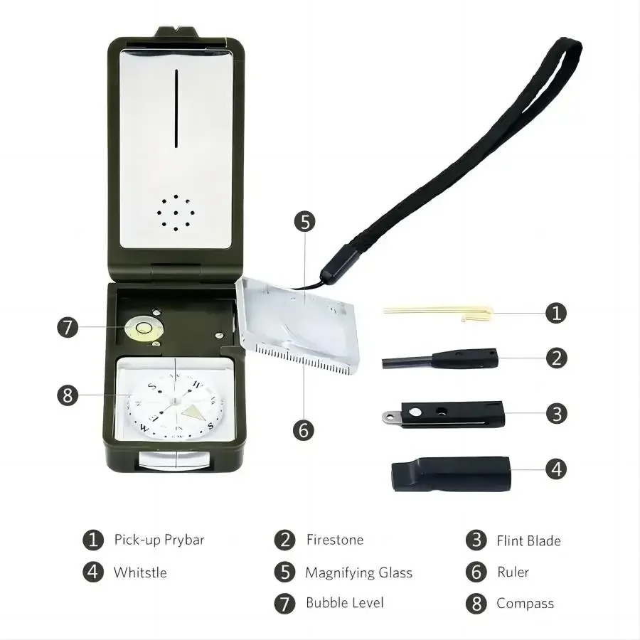 10-in-1 Survival Compass with  - Hunting Outdoor Thermometer ulasan dan harga