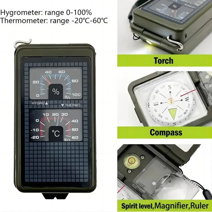 10-in-1 Survival Compass with  - Hunting Outdoor Thermometer ulasan dan harga