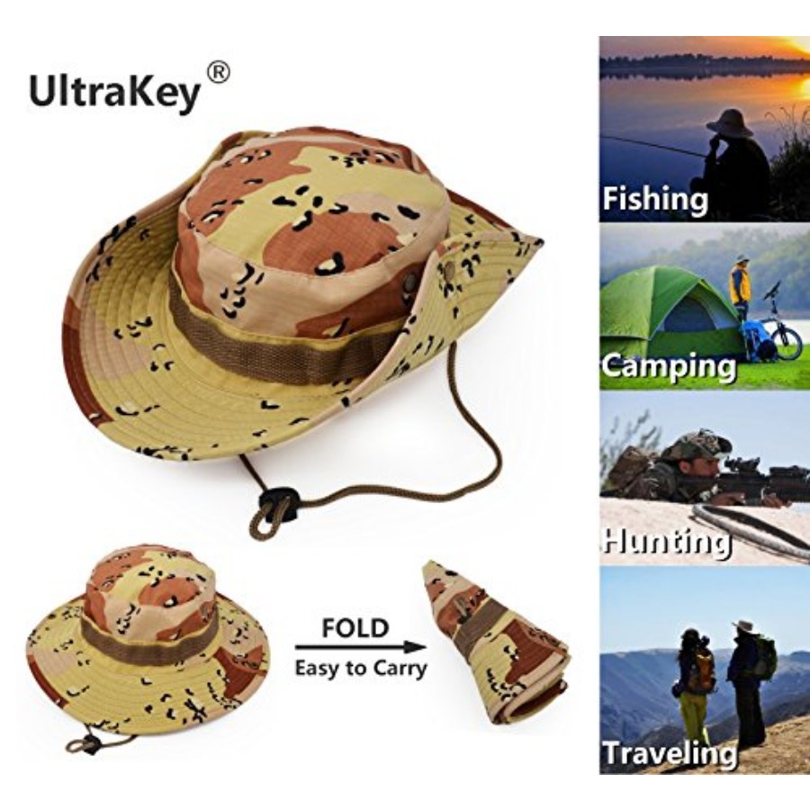 Outdoor Wide Brim Sun Protect  - Hunting And Camping In Jungle ulasan dan harga