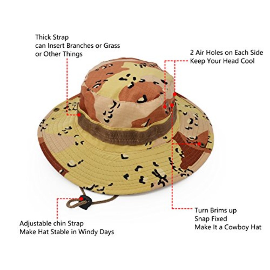 Outdoor Wide Brim Sun Protect  - Hunting And Camping In Jungle ulasan dan harga